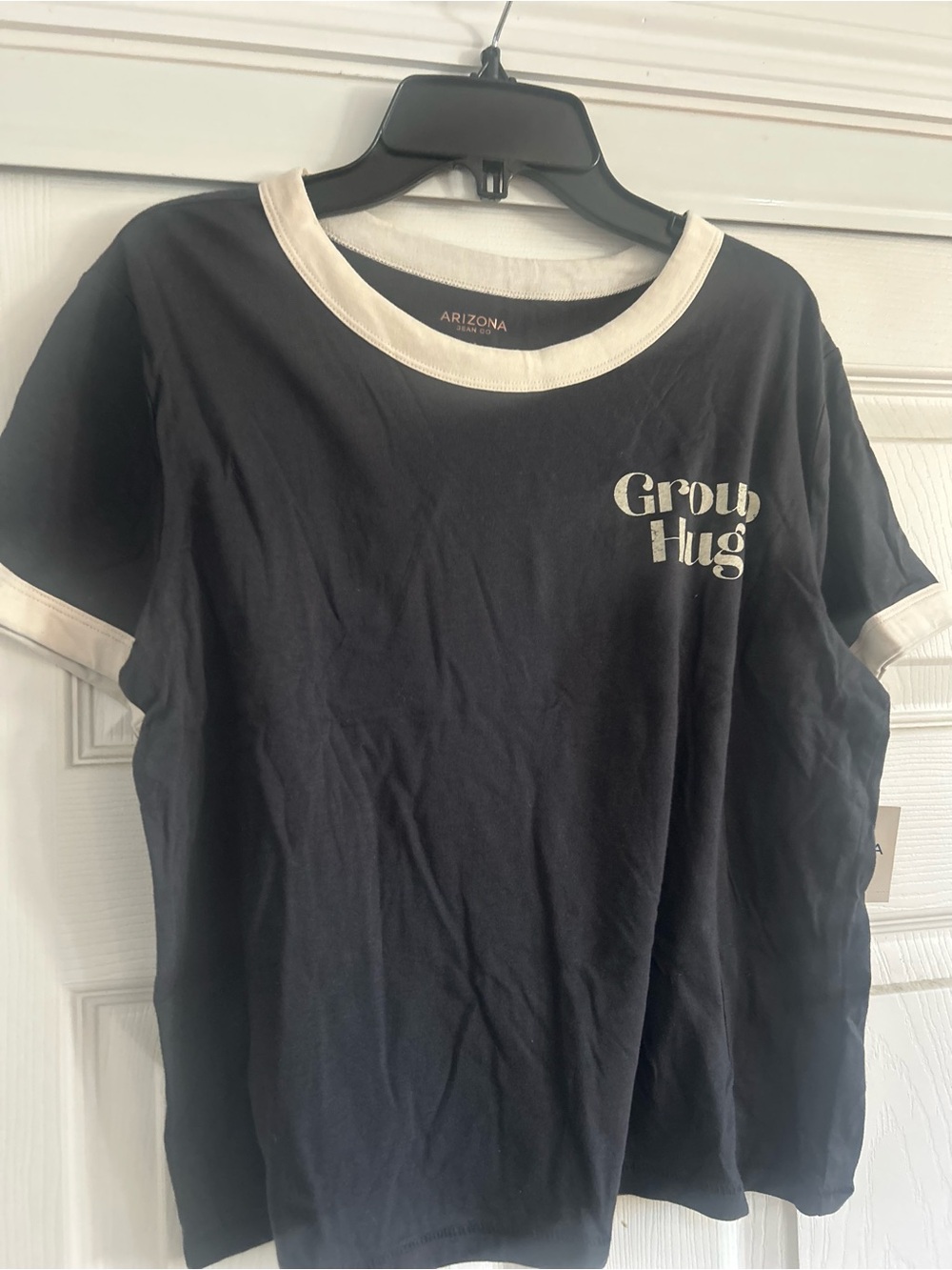 Arizona Black 'Group Hug' Ringer Tee with Cream Trim